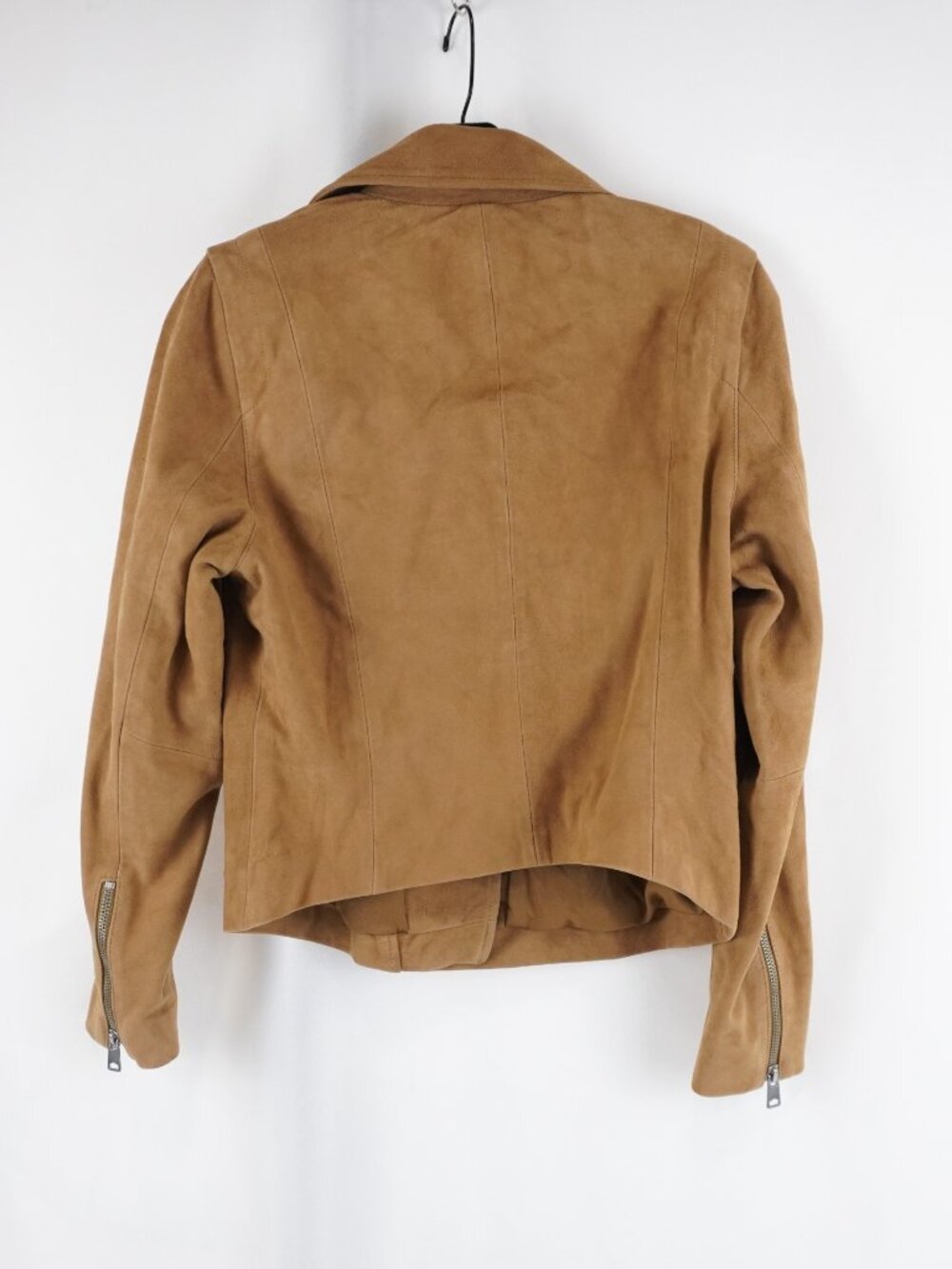 Quince Suede Full-Zip Biker Jacket In Pecan Brown - Women's Size Small - NWT - Picture 2 of 8